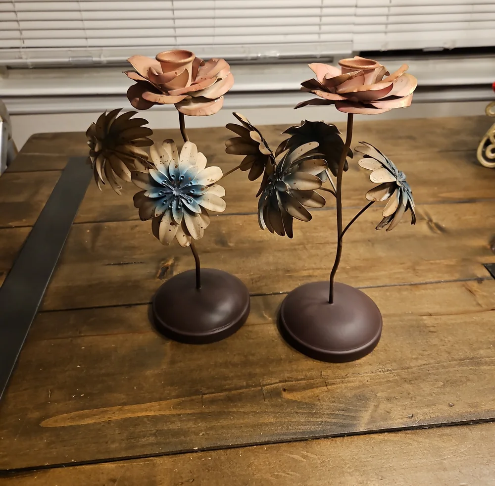 Rose and Zinnia Candle Holders